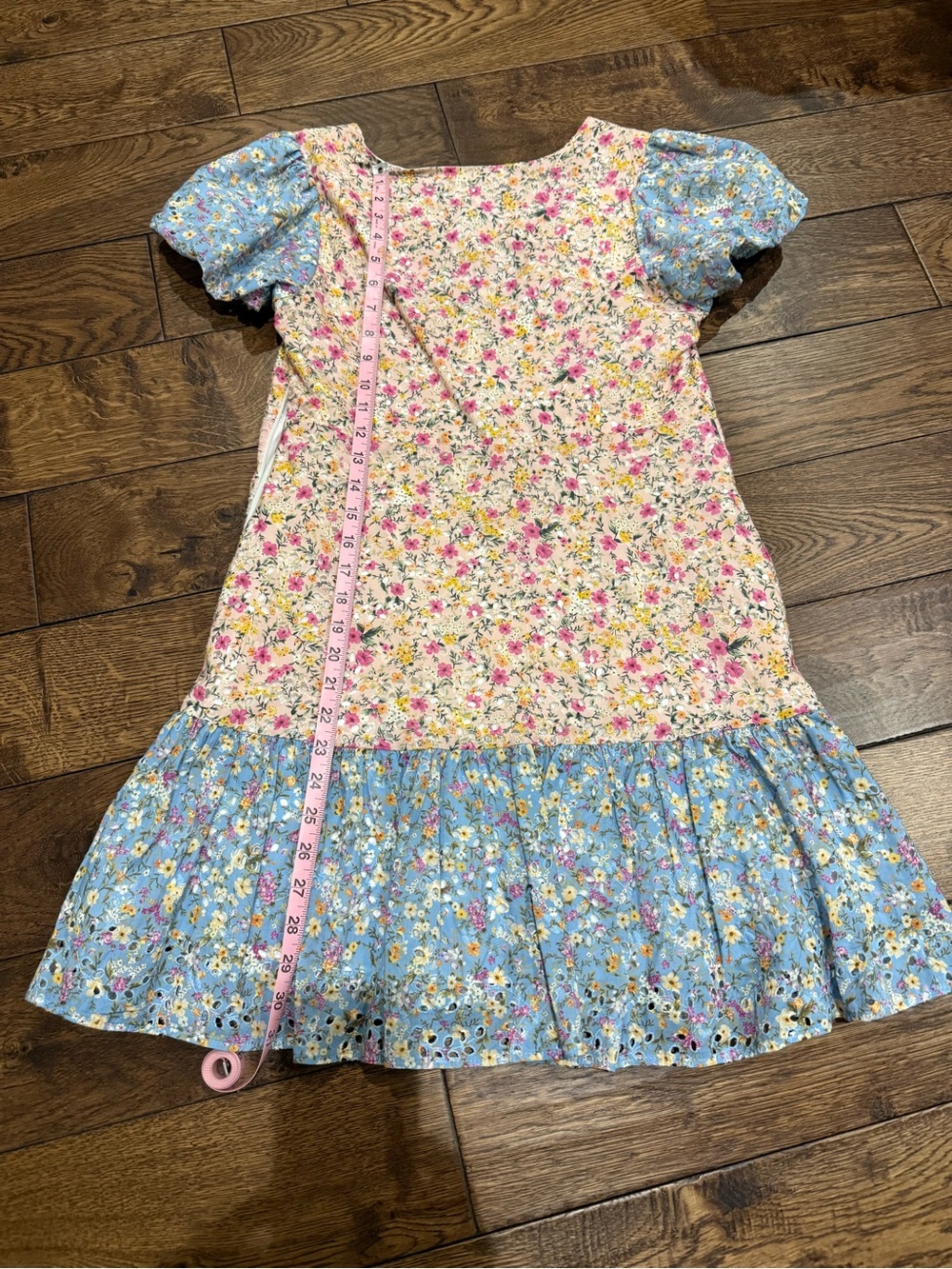 Altar'd State Pink & Blue Floral Patchwork Teen Dress Small
